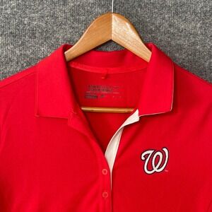 Washington Nationals Nike Golf Polo Shirt Red Dri-FIT Womens Large Performance